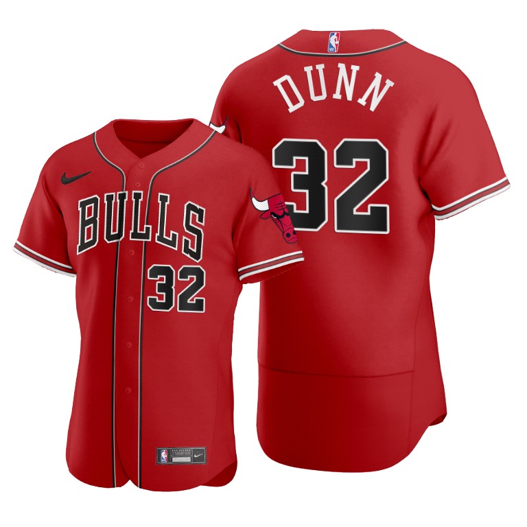 Men's Chicago Bulls #32 Kris Dunn 2020 Red NBA X MLB Crossover Edition Stitched Jersey